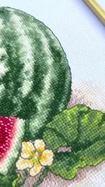 ビーズ刺繍のスイカのクロスステッチキット フルーツ刺繍キット