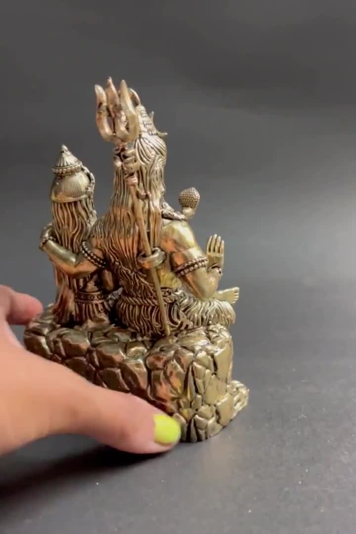 シヴァ・パールヴァティー真鍮像｜家庭用寺院用ヒンドゥー教神像｜真鍮