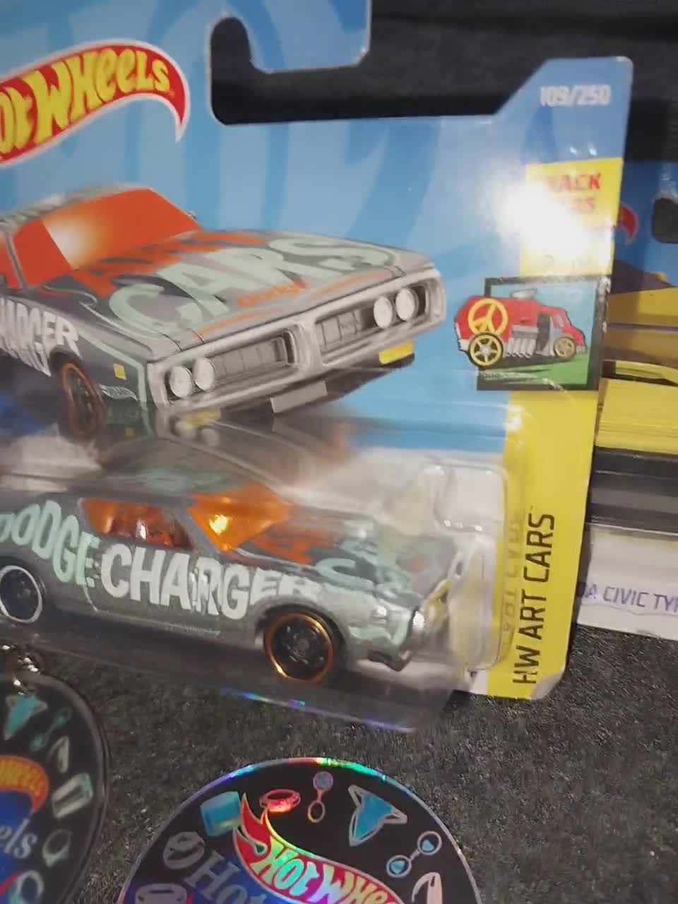 Hot Wheels '71 Dodge Charger: Grey HW Art Car, Rare Short Card