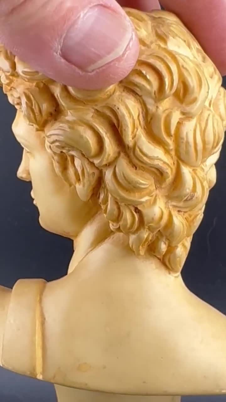 Vintage G Ruggeri Michelangelo's David Bust on Pedestal Miniature