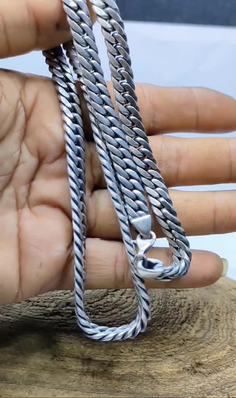 Handcrafted 999 Silver Curb Chain Necklace - 8mm, Men's Jewelry - Etsy