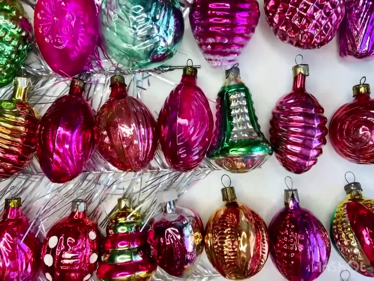 Vintage Mercury Glass Christmas Ornaments, Antique Russian Soviet