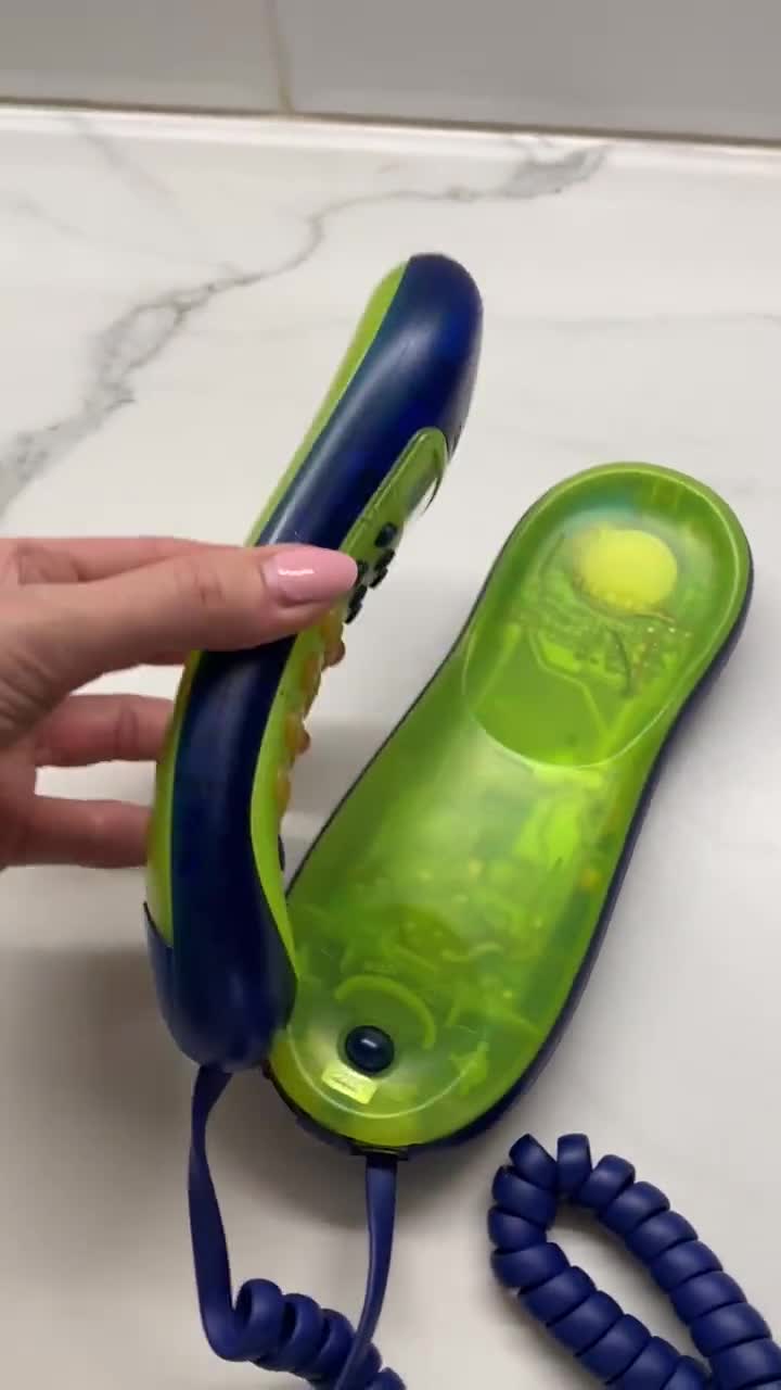 Vintage Blue & Neon Lime Swatch Twin Telephone 1990s WORKING