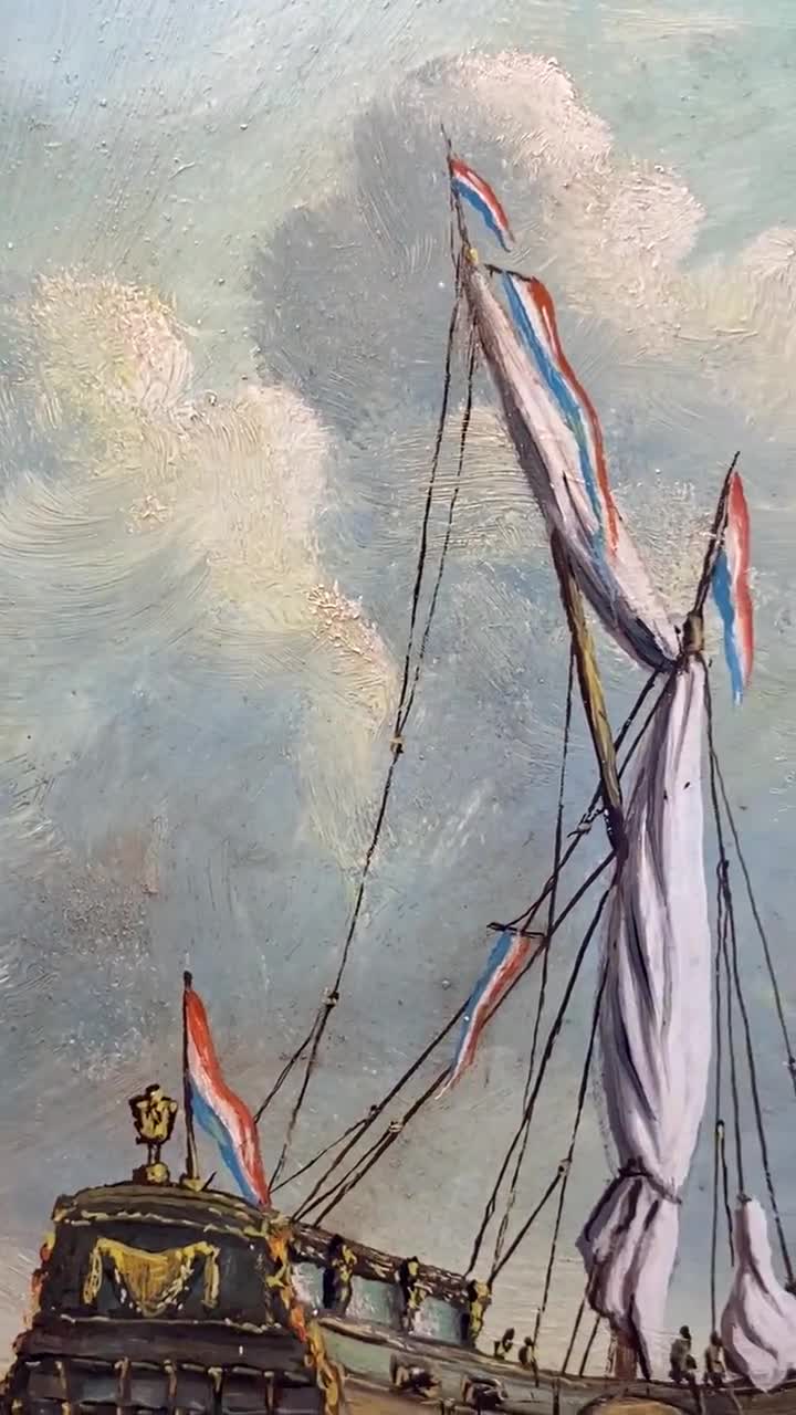Original Painting Dutch Sailing Ship by Elisabeth Voigt Mini
