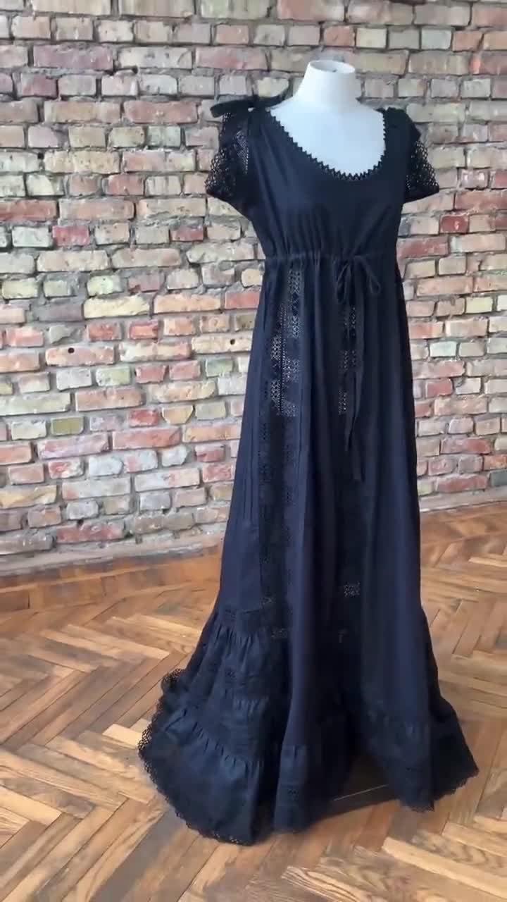 nighty dress black Victorian Nightdress, Vintage Night Gown, Nightie, Old Fashion Nighty, Medieval Nightwear, Renaissance Nightgown Delicate Beauty Black Size:3X-Large Easy Maintenance Ladies Black And White D&us