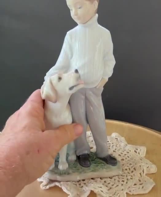 Lladro MY LOYAL FRIEND Dog Figurine #6902, Boy With Dog, Labrador
