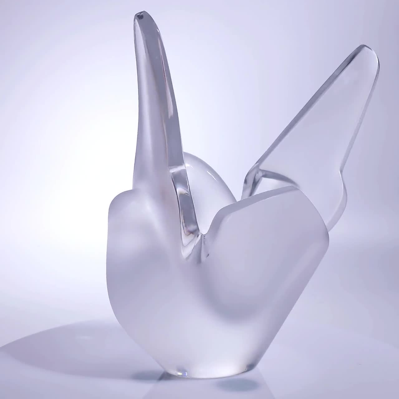 Lalique Sylvie Vase With Flower Frog Bird Vase Vintage Crystal