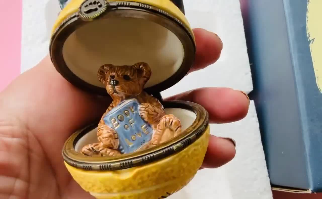 Porcelain Trinket Box, Boyds Bears Chrissie Tennis Collectible