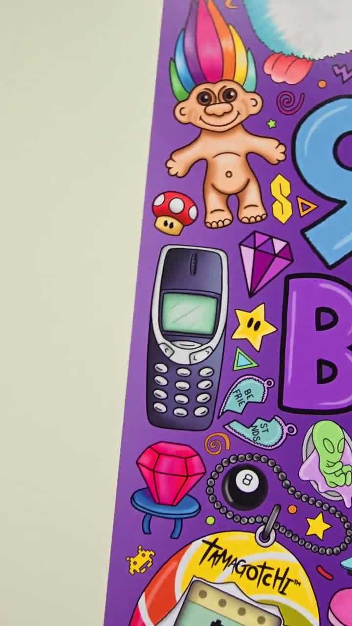 90s Nostalgia Art Print: Colourful Y2K Illustration - Etsy