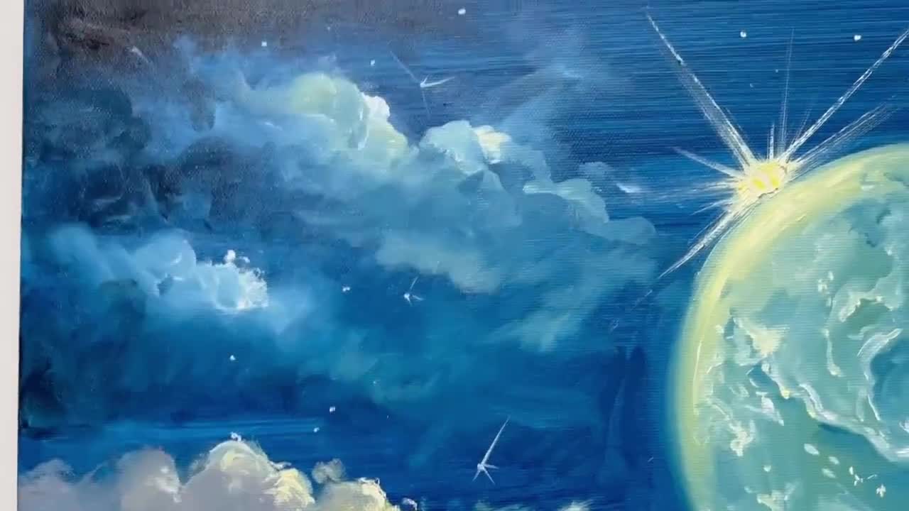 宇宙の絵画 宇宙の壁アート キャンバスに描かれた絵画 特注油絵 銀河の