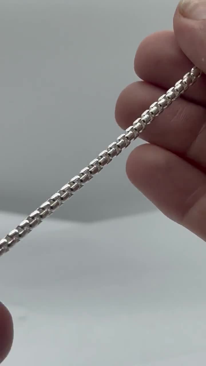 Box Bracelet Sterling Silver : Italian Round Link Chain, 3.60mm