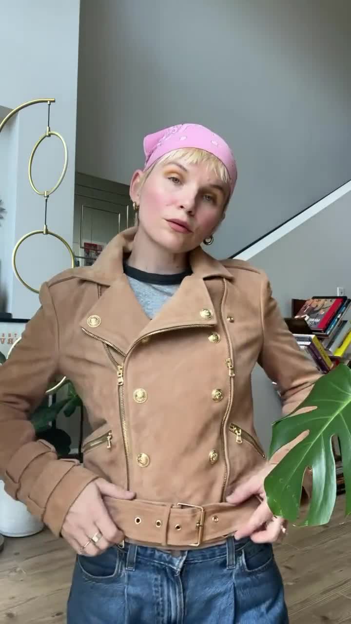 VTG Y2K L'AGENCE Tan Suede Motorcycle Jacket - Etsy