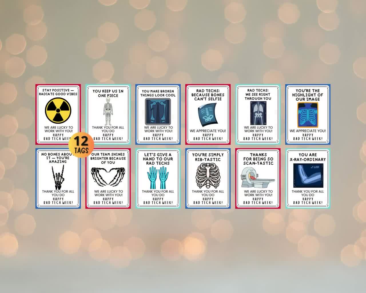 Funny Rad Tech Week Printable Gift Tags, Radiologic Tech Week, Rad