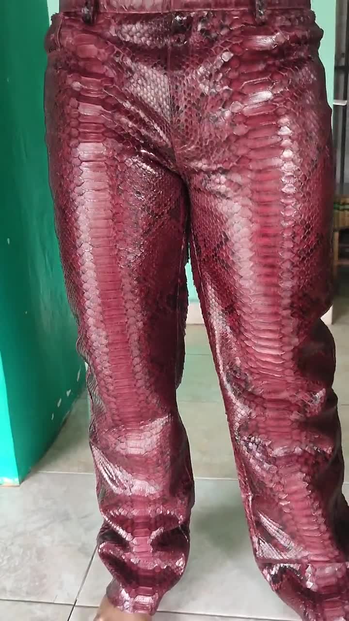 Python Snakeskin Cowboy Leather Pants - Etsy