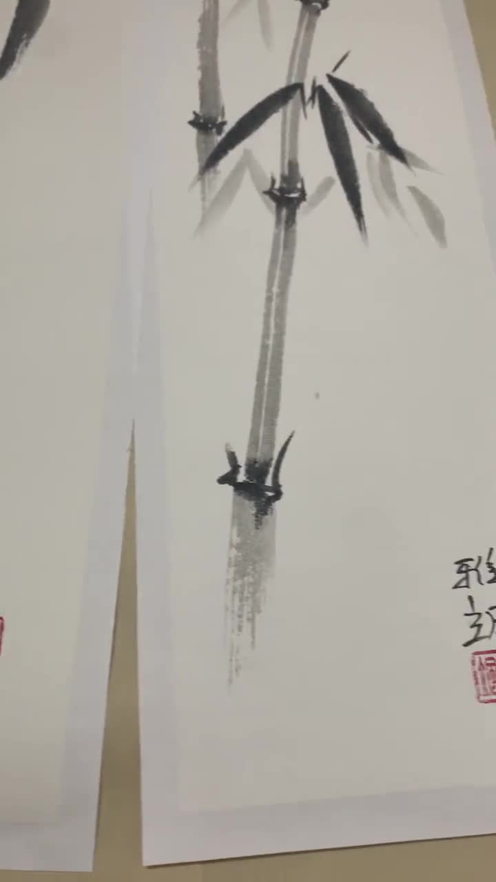 四君子図：オリジナル作品4点セット - 竹、梅、菊、蘭、墨絵 - Etsy 日本