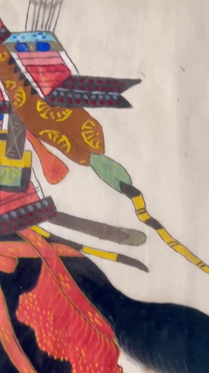 Midcentury Japanese Samurai Art, Ink on Silk Kakejiku - Etsy