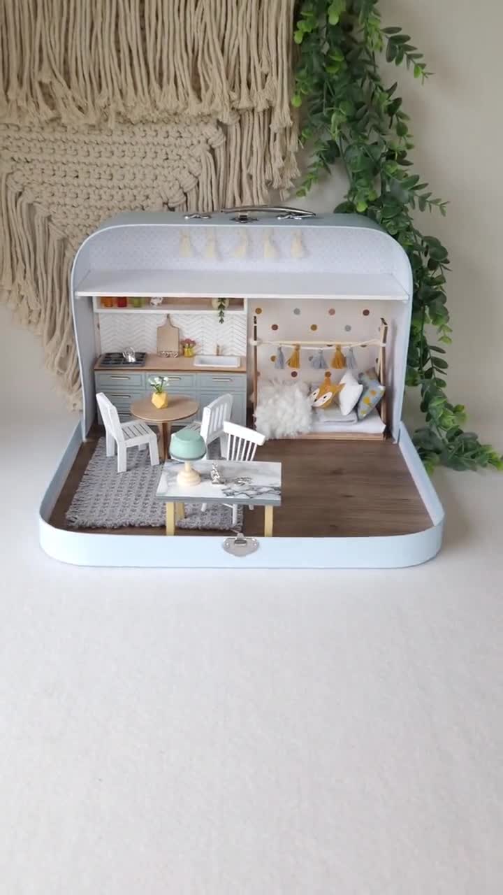 新品-空のドールハウススーツケース、自分だけのミニチュアドール