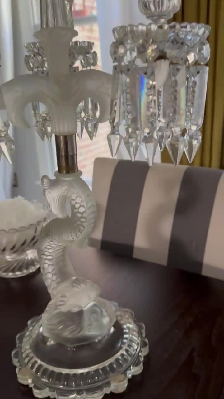 Pair of 19th Century French Baccarat Crystal 4-arm Candelabra