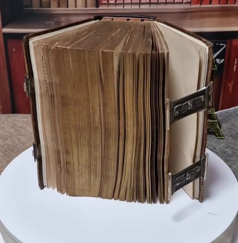 1856年製希少なアンティークオランダ聖書、旧約聖書と新約聖書、革装丁