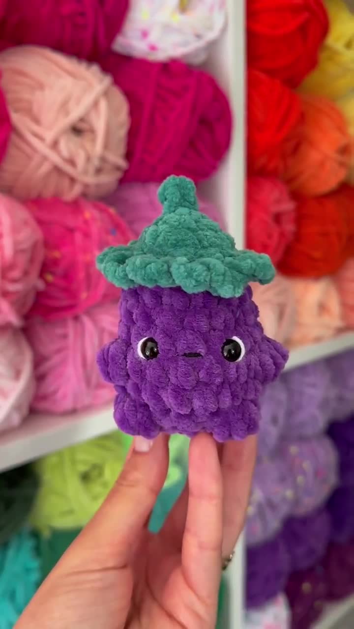 Aubergine Crochet Pattern PDF: Mini Eggplant Plushie, Beginner