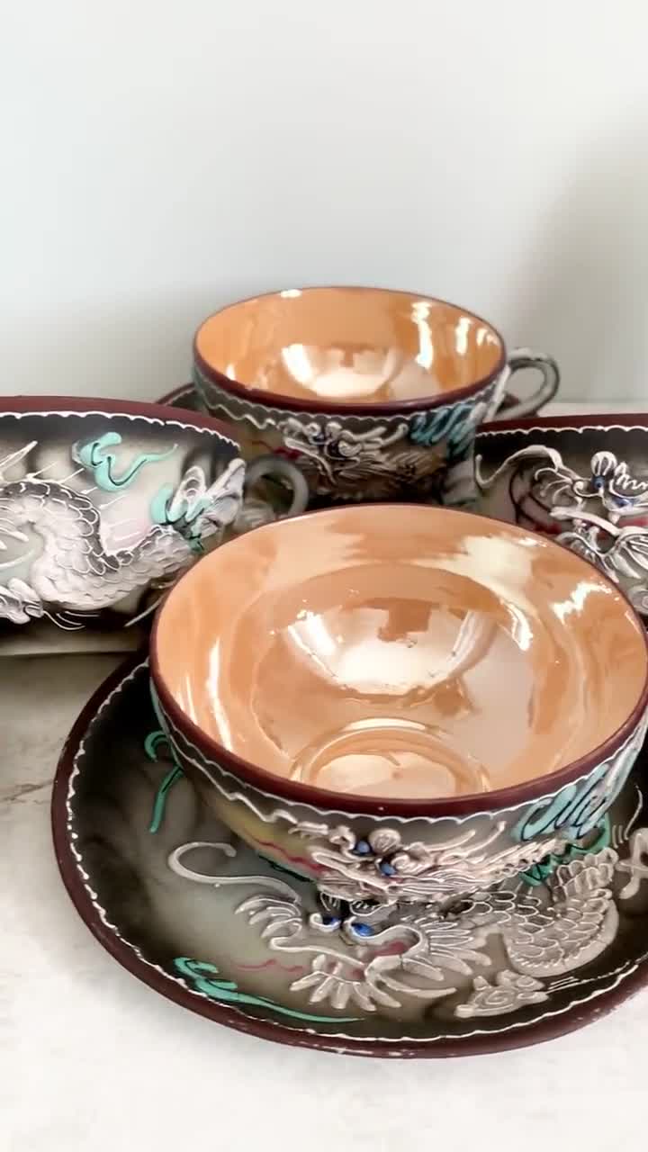 Vintage Japanese Dragonware Tea Set: Hand-painted Eclectic China
