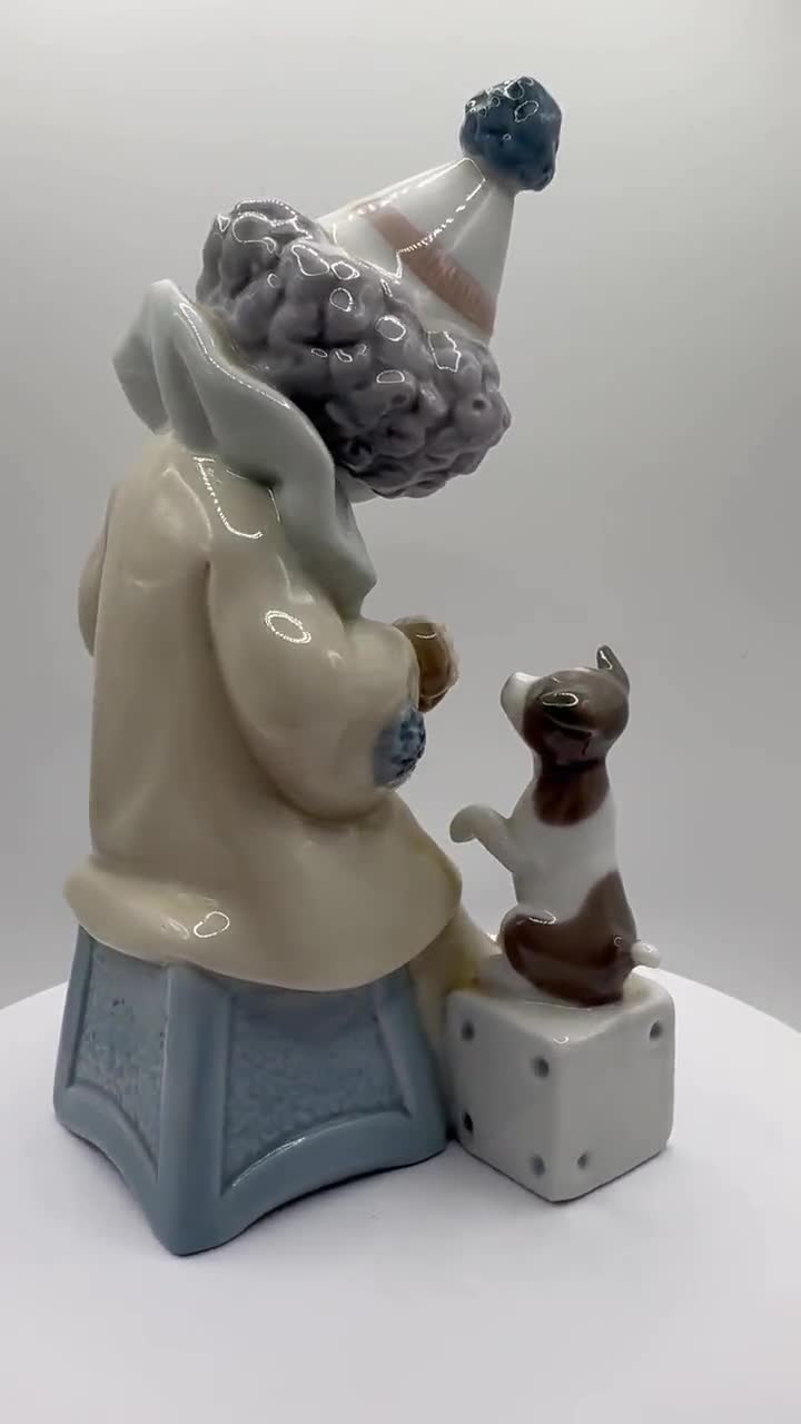 LLADRÓ Pierrot With Concertina Porcelain Sculpture #5279, Glossy