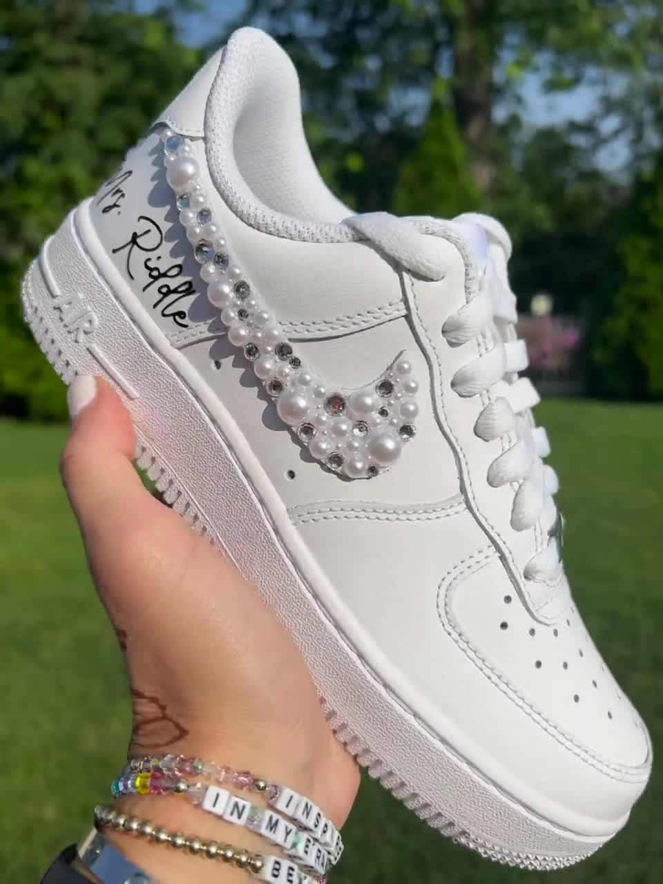 Personalized Bridal Air Force 1 Wedding Sneakers: Rhinestone