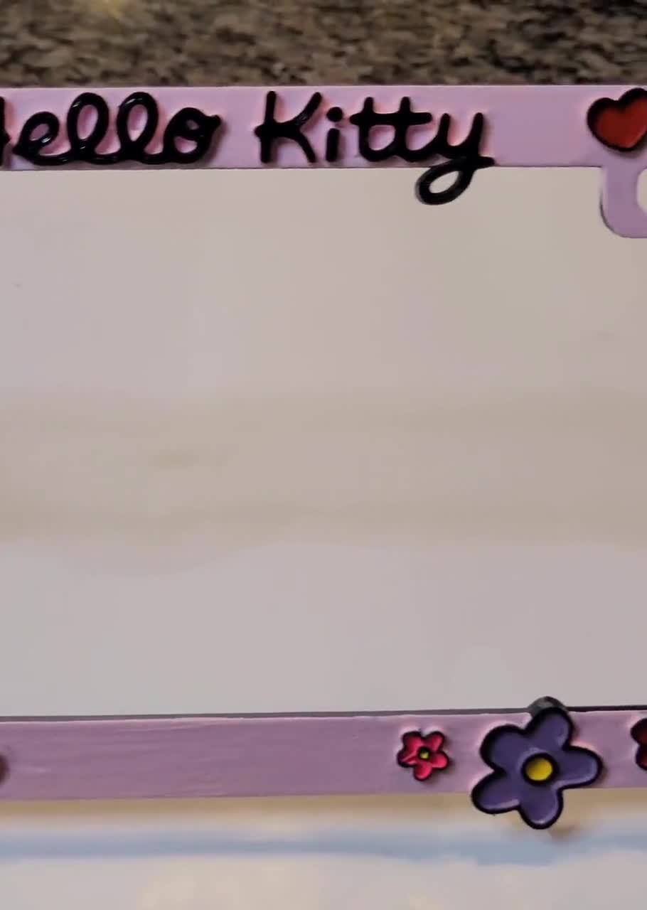 Hand Painted Hello Kitty Novelty License Plate Frame - Etsy