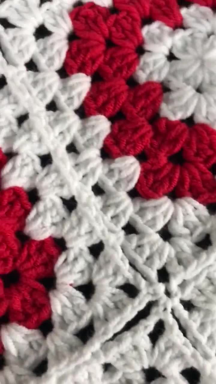 Red and White Granny Square Crochet Blanket, Team Canada Colors - Etsy