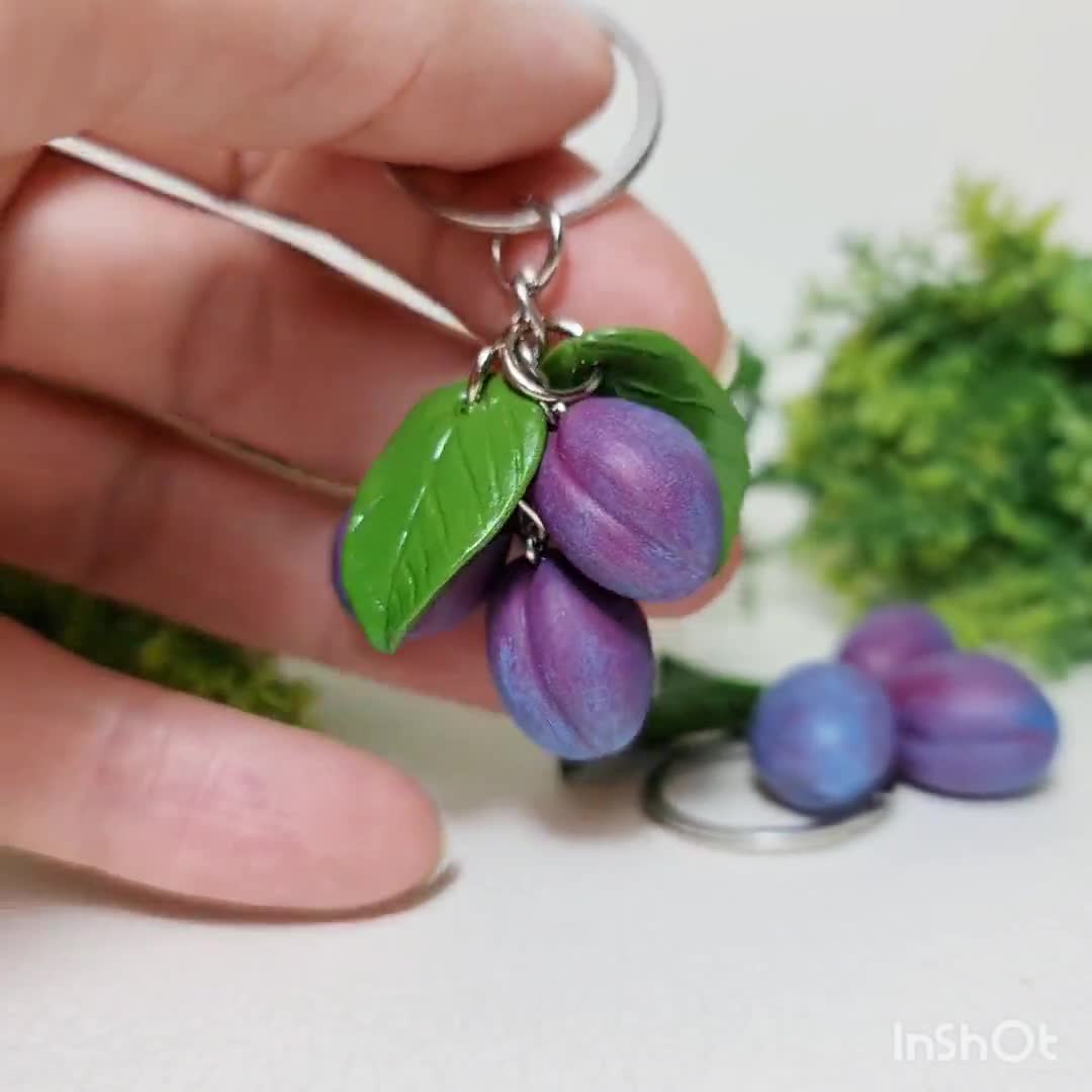 Buy Plum Bag Charm From Polymer Clay Fruit Keychain Cute Plum Key