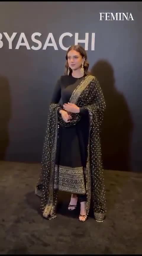 Aditi Rao Hydari Black Anarkali Suit