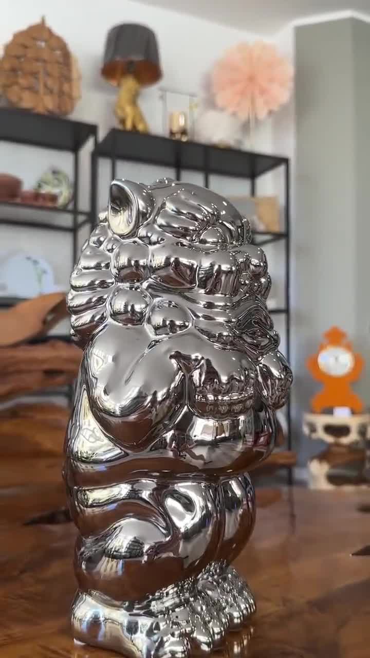 Chinese Lion / Asian Sculpture Silver / Guardian Lion / Decoration