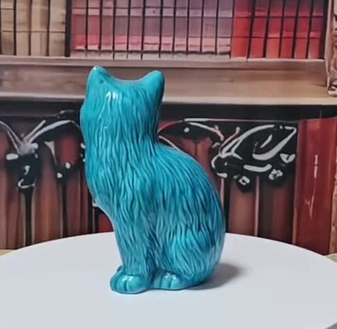 ヴィンテージターコイズセラミック猫の置物 – ミッドセンチュリー