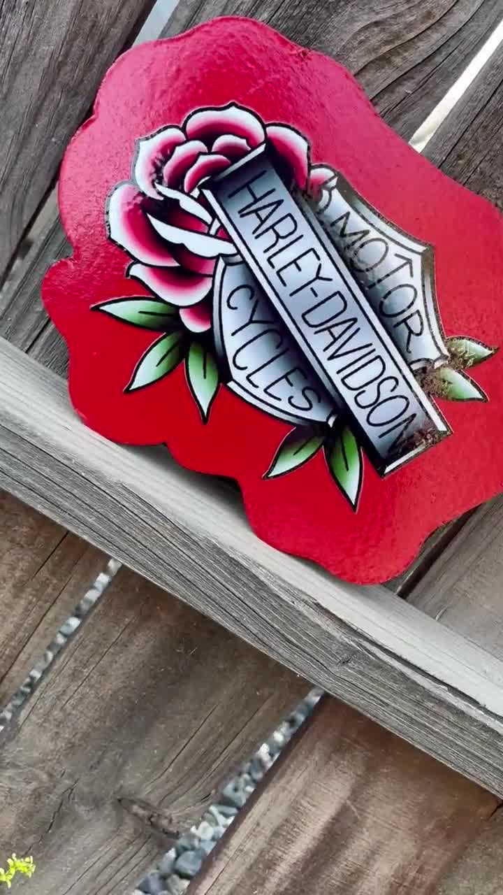 American Traditional Harley Davidson Handmade Sign Garage Art