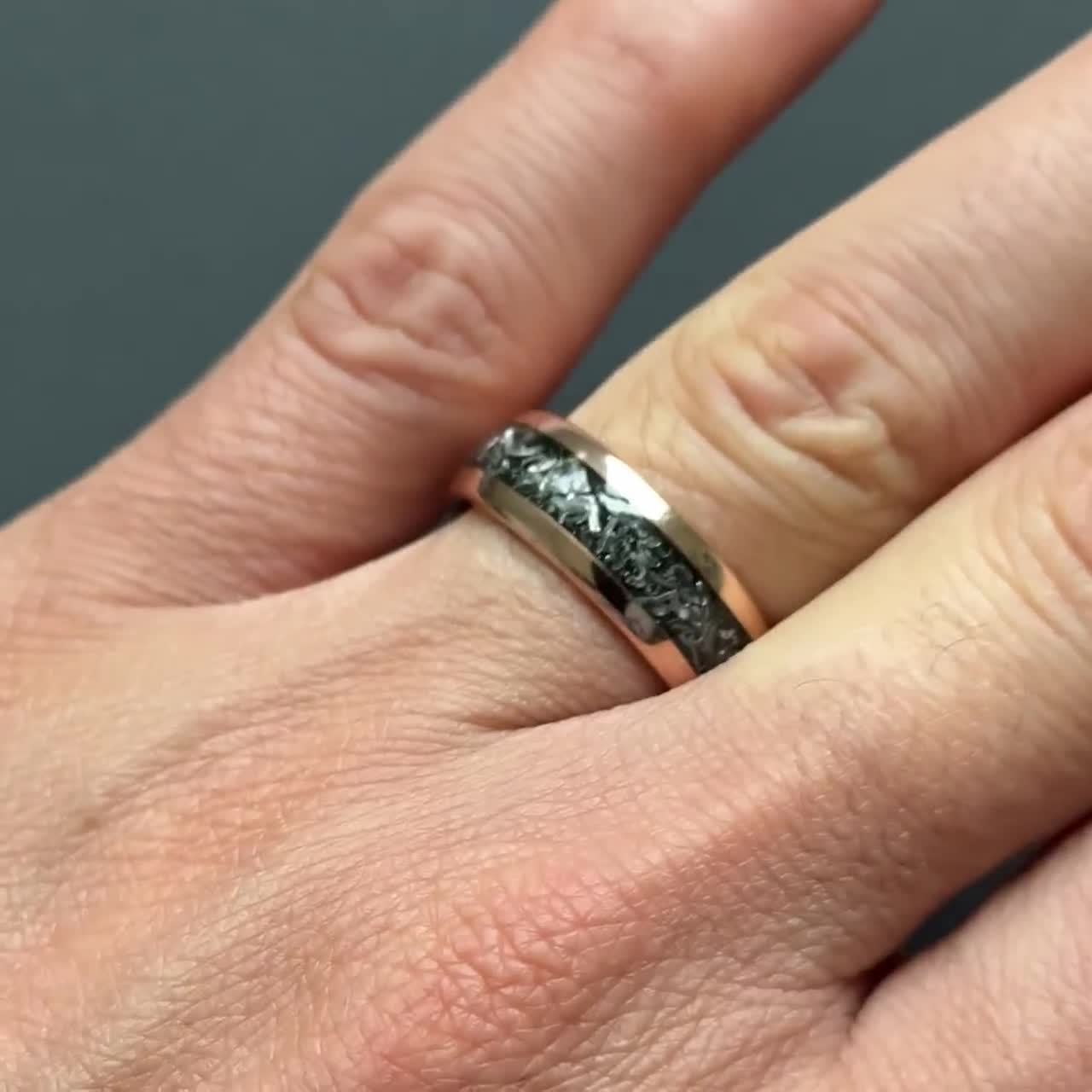 メンズ結婚指輪 - タングステン結婚指輪 - メンズ隕石リング - ローズ
