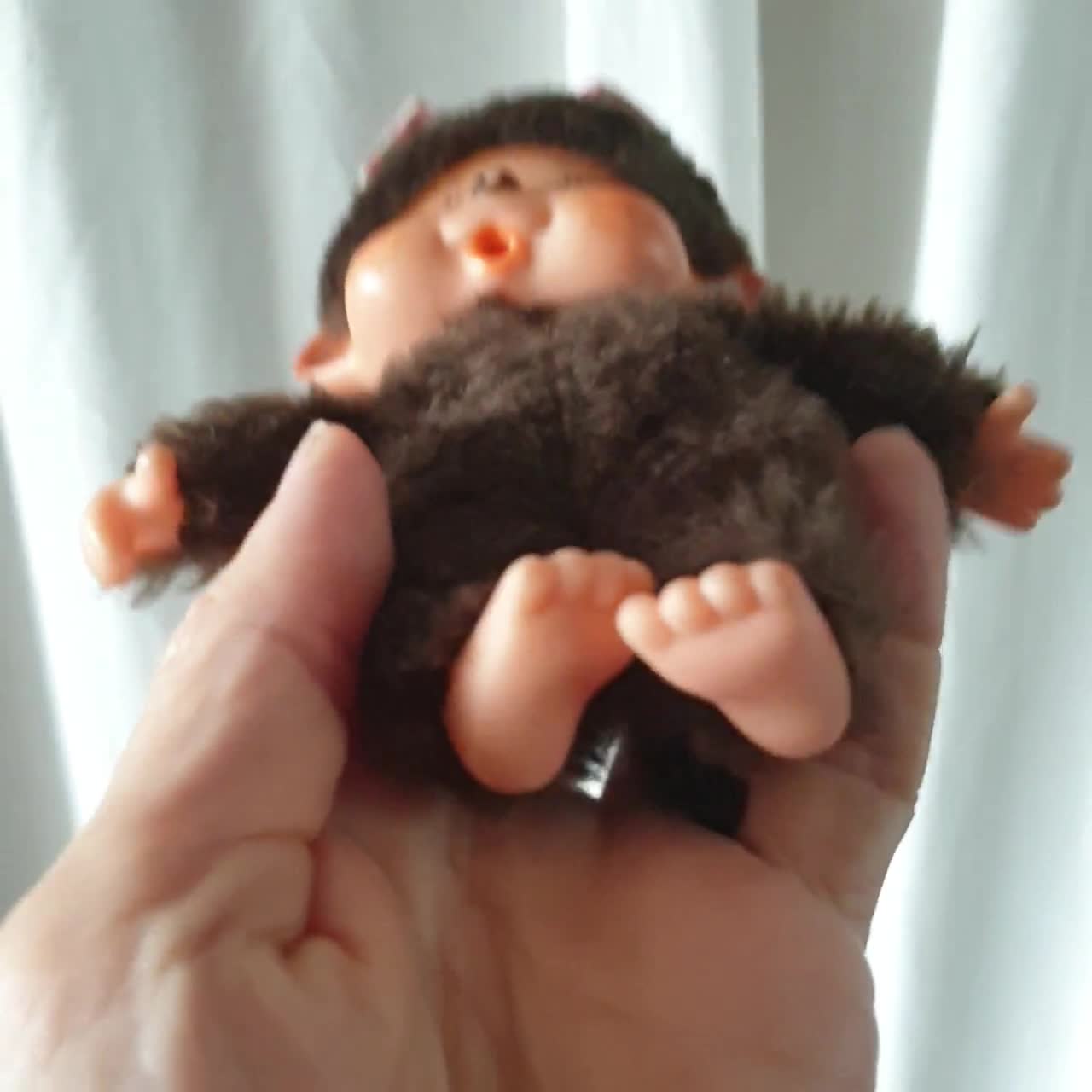 Cute Vintage Monchhichi Monkey Girl With 007 Dress and Beach Set