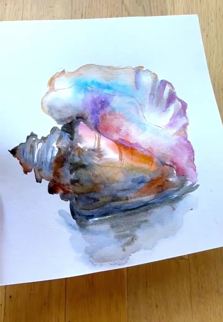 オリジナルの貝殻の水彩画：海岸沿いのホームデコレーション - Etsy 日本