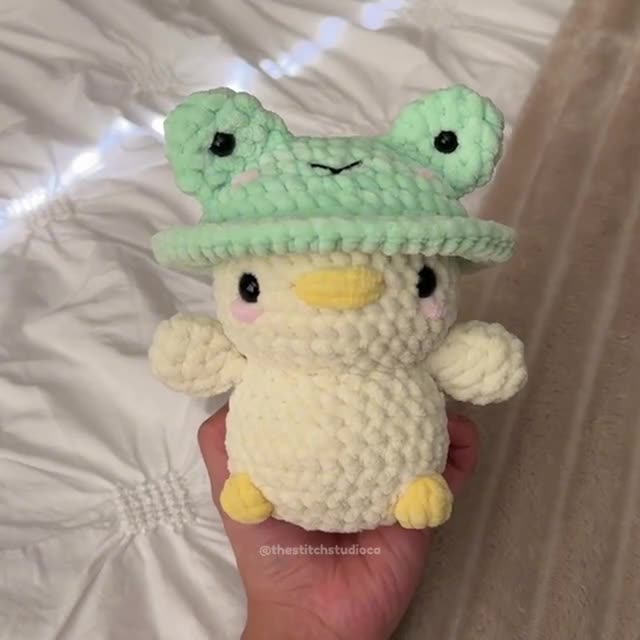 3 in 1 帽子をかぶった赤ちゃんアヒルのぬいぐるみ かぎ針編みパターン