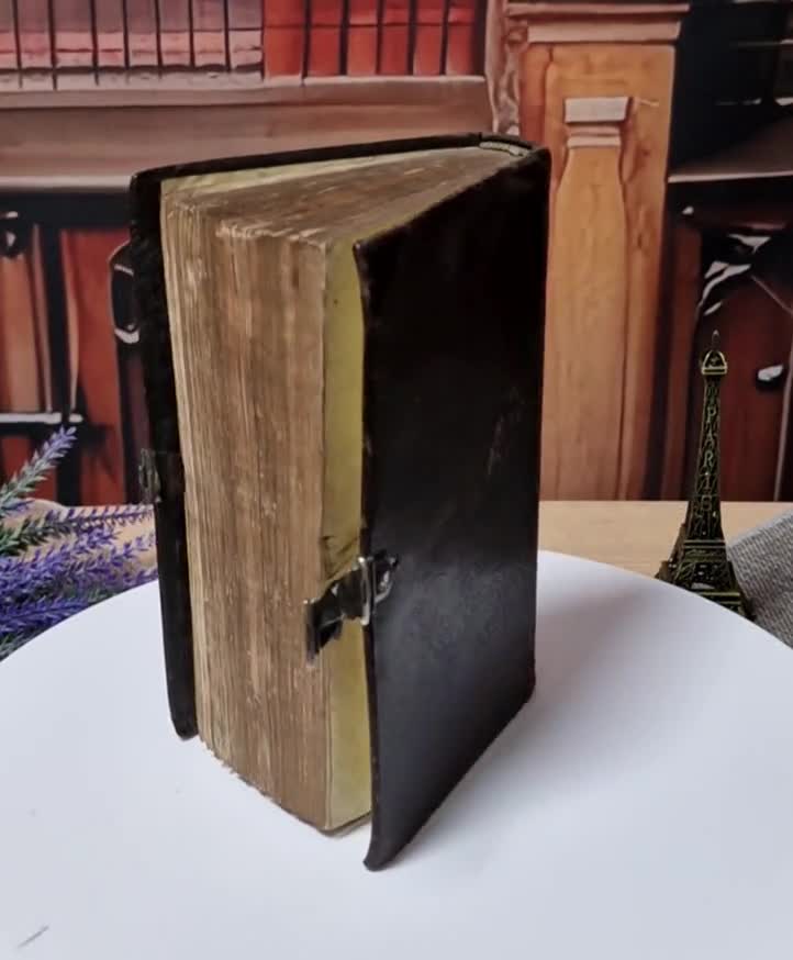 1819年製希少なアンティークオランダ詩篇聖書、革装丁、銀のロゼット