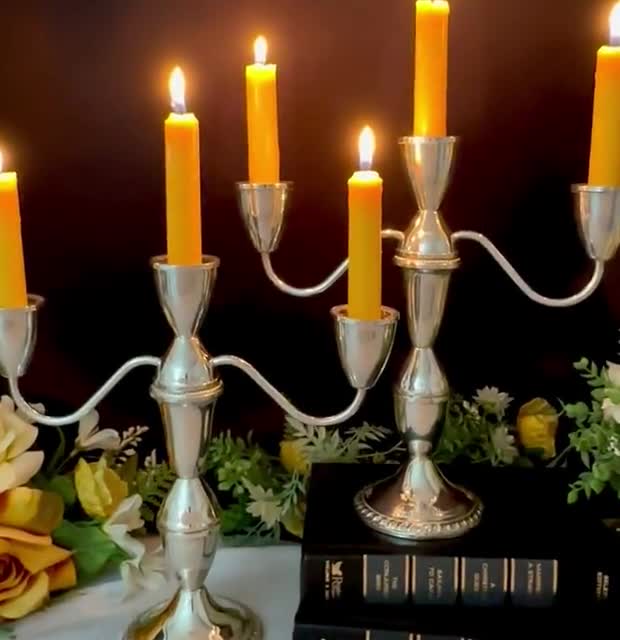 Duchin Sterling Silver Convertible Candelabras Pair 3 Light Candle