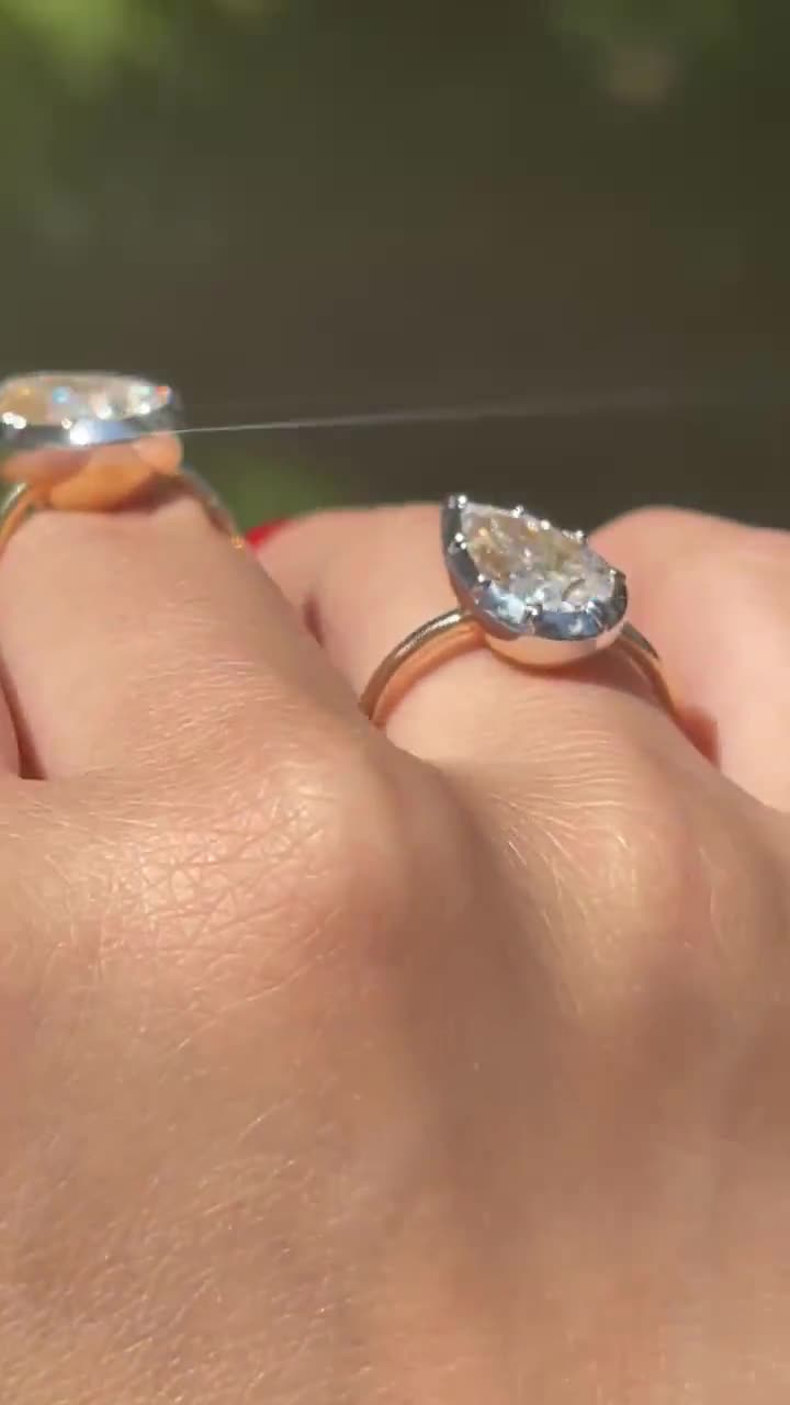 The 2.5 Carat Georgian Tilted Pear Diamond Ring Collet Setting