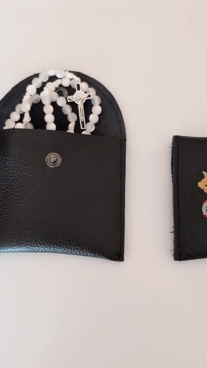バチカンの鍵のロザリオケース、聖ペテロの鍵、刺繍入りロザリオケース