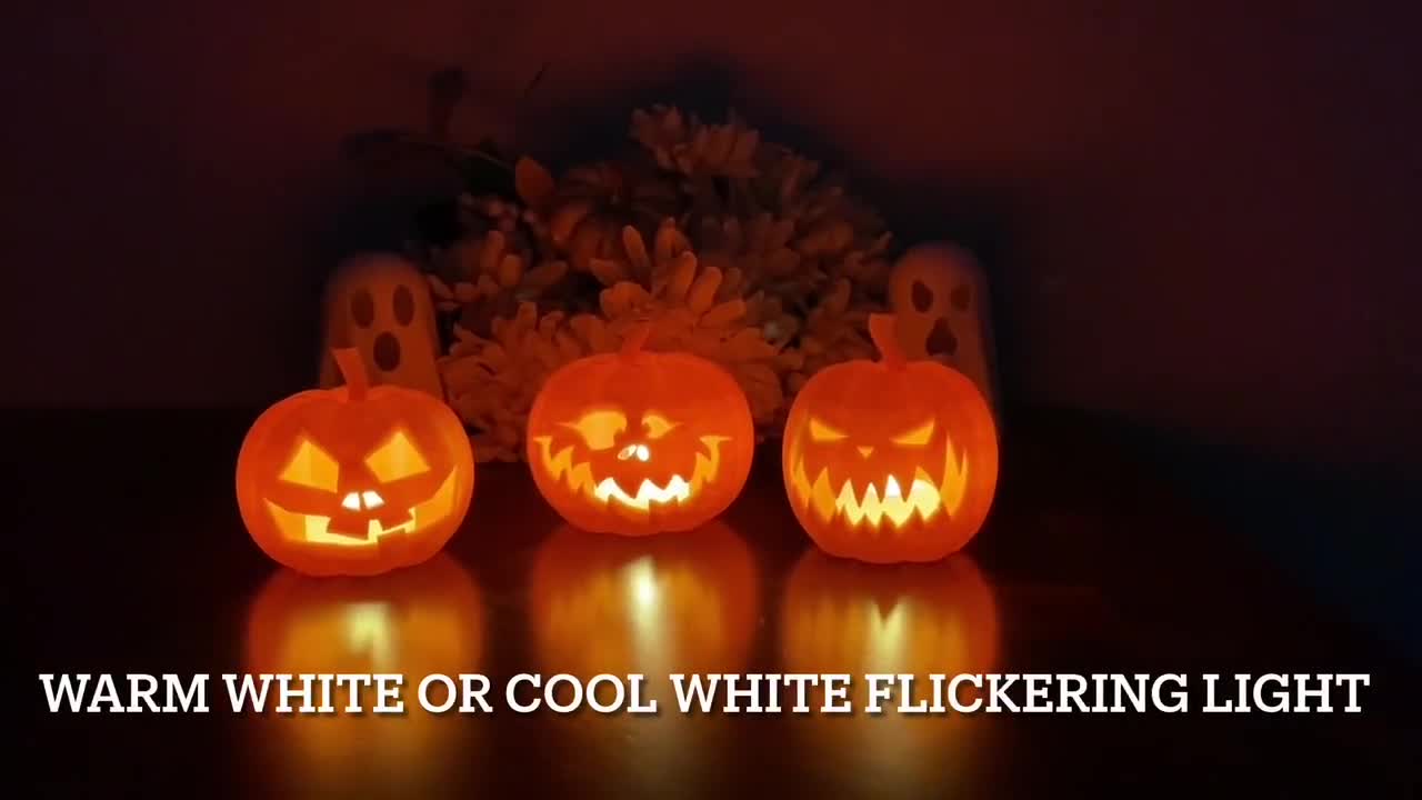 ハロウィン用カボチャのジャック・オー・ランタン3個セット（ティー