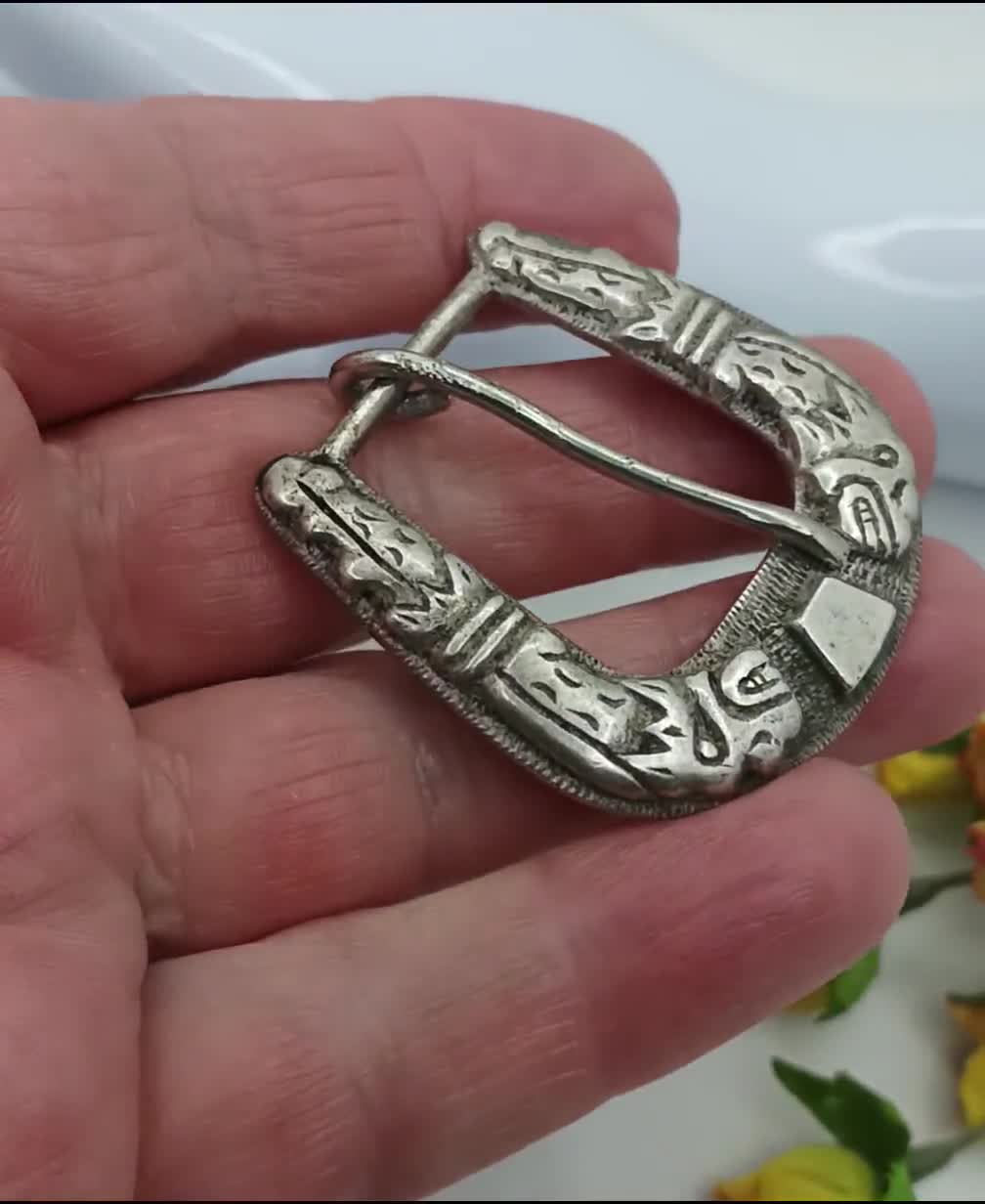 Vintage Mexico Aztec Alpaca Silver Cowboys Belt Buckle Women Men