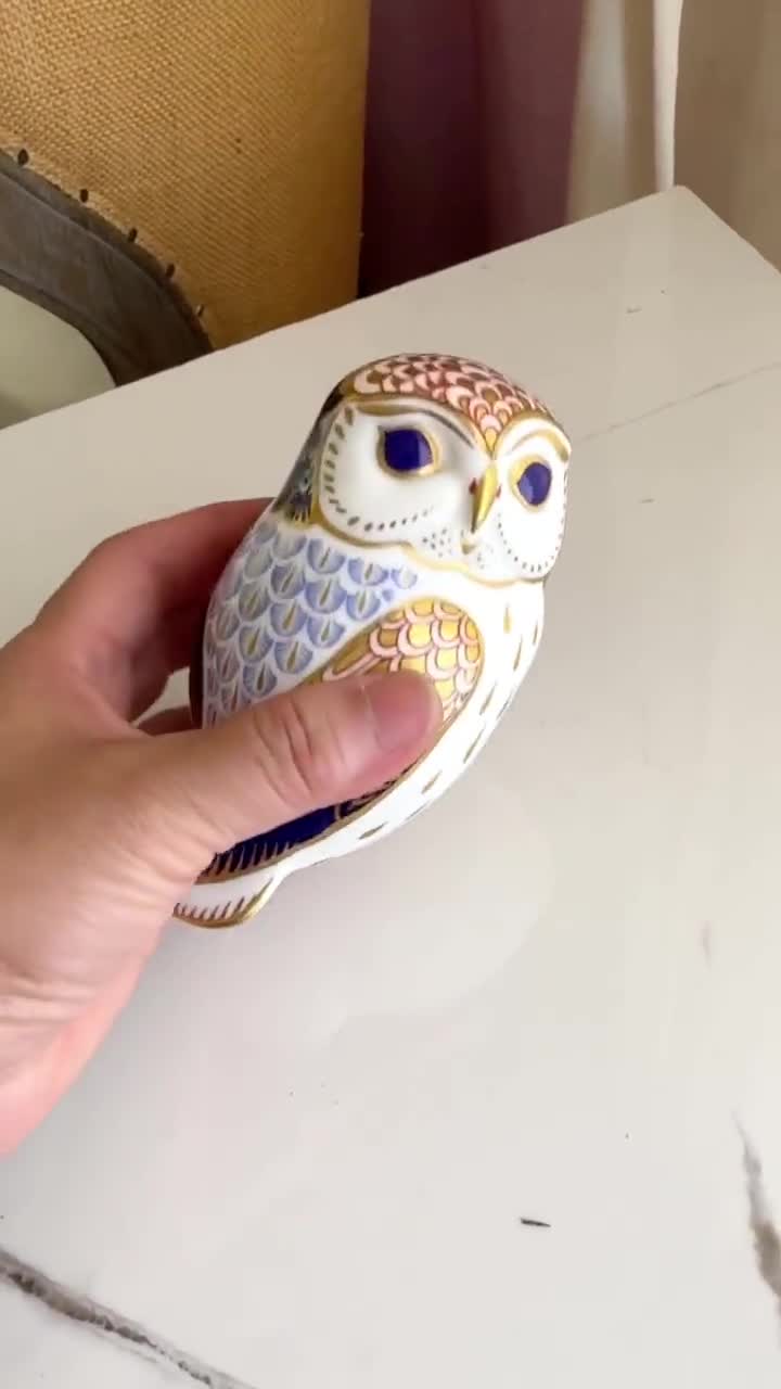 Vintage Royal Crown Derby Hand Painted OWL Imari Figurine