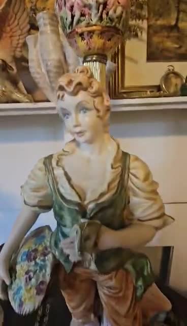 Vintage Pair Capodimonte Girl & Boy With Flowers Porcelain