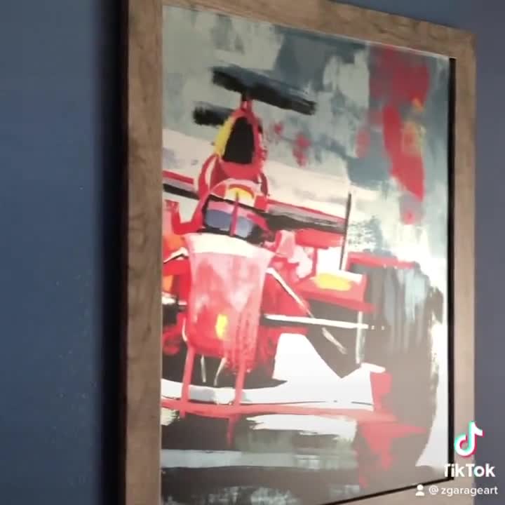 希少品　フェラーリ　F1 マシーン　ペインティングアート　額装 F1自動車絵画 | フォーミュラワン キャンバスプリント | ティーンの