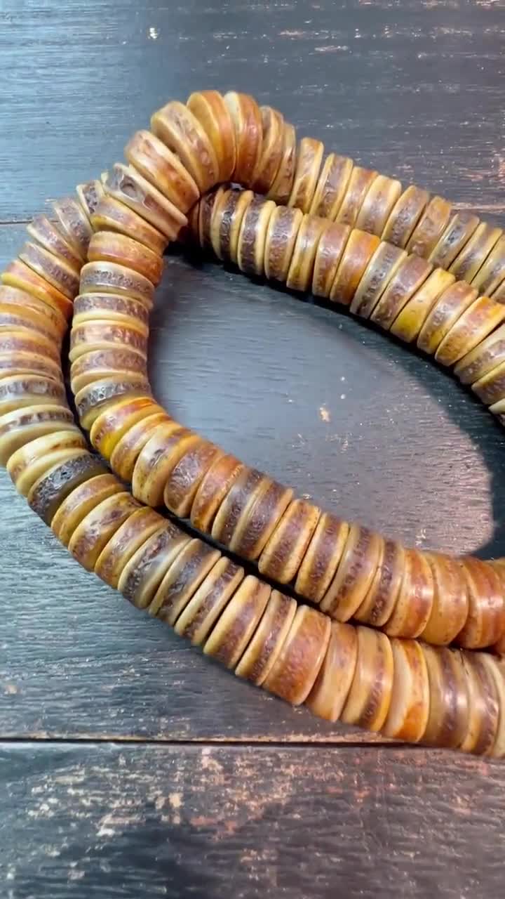 108 ヤクの骨マラネックレス • 12.5 mm チベット式祈祷数珠 • 手作りの
