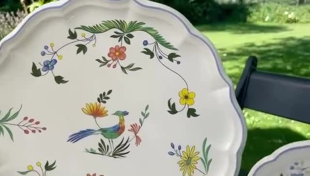 GIEN 競馬レースシーン　長皿 約35cm x 15cm Vintage Gien France Oiseau De Paradis Pastry Set - Etsy