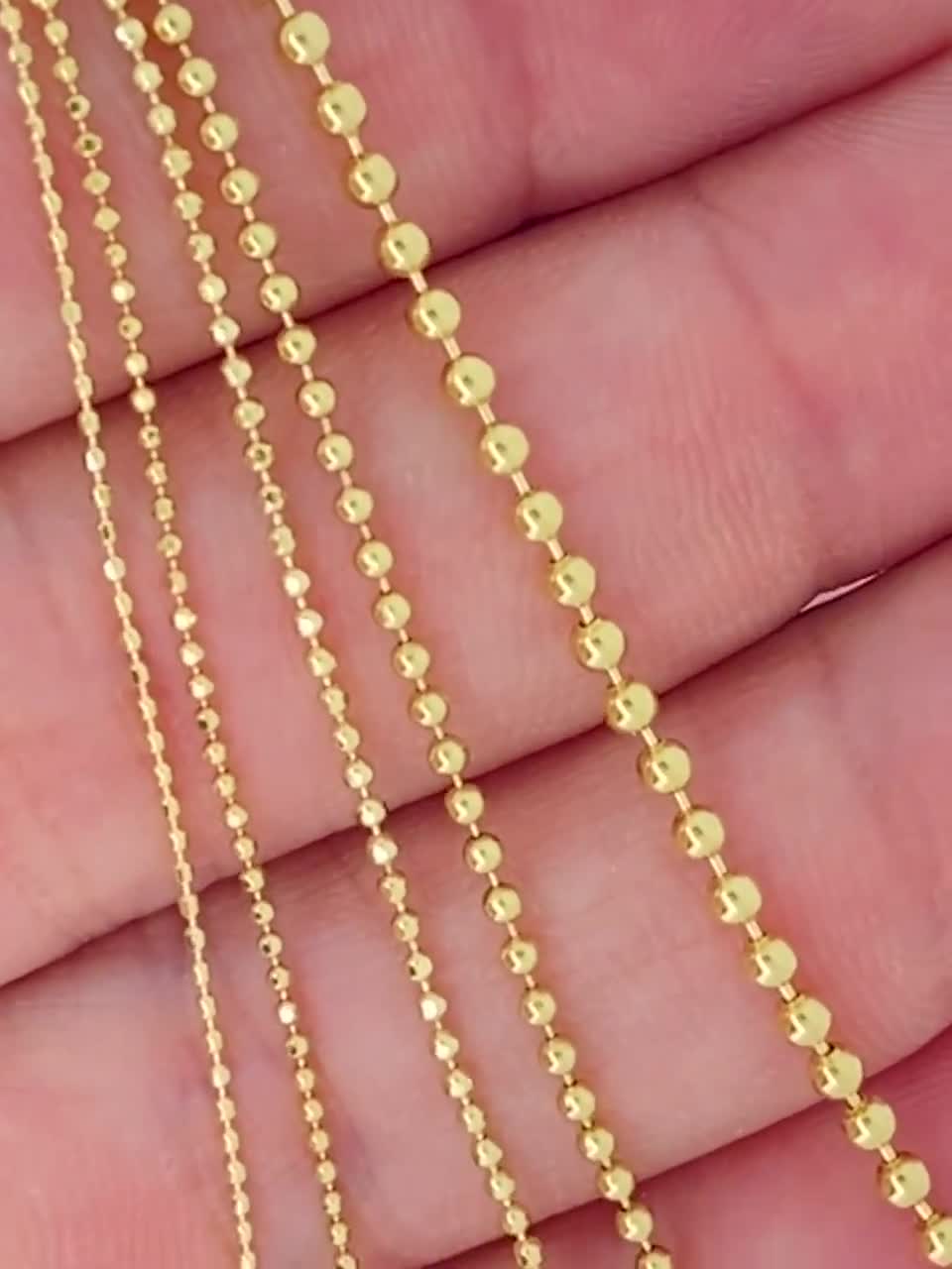 ソリッド18Kボールチェーンネックレス、レディースイタリアボール